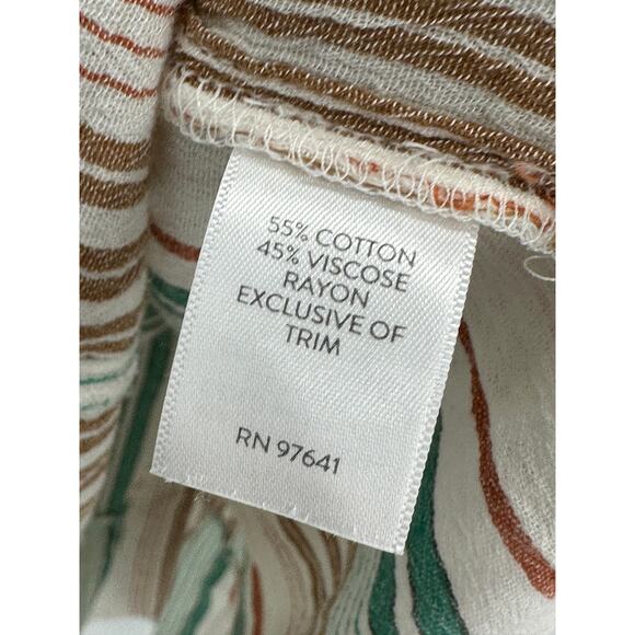 J. Jill Cream Striped Tank Top Size SP Tie Neck Tiered Boho Summer Resort - Picture 6 of 9